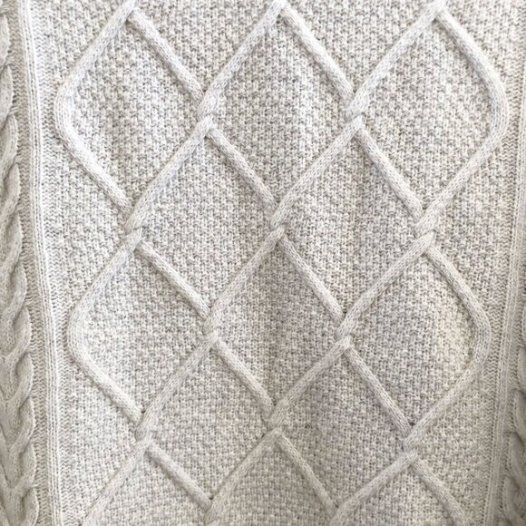 BARBOUR Wool Blend Burne Diamond Stitch Aran Cape No Size Tag Check Measurements - Picture 8 of 11